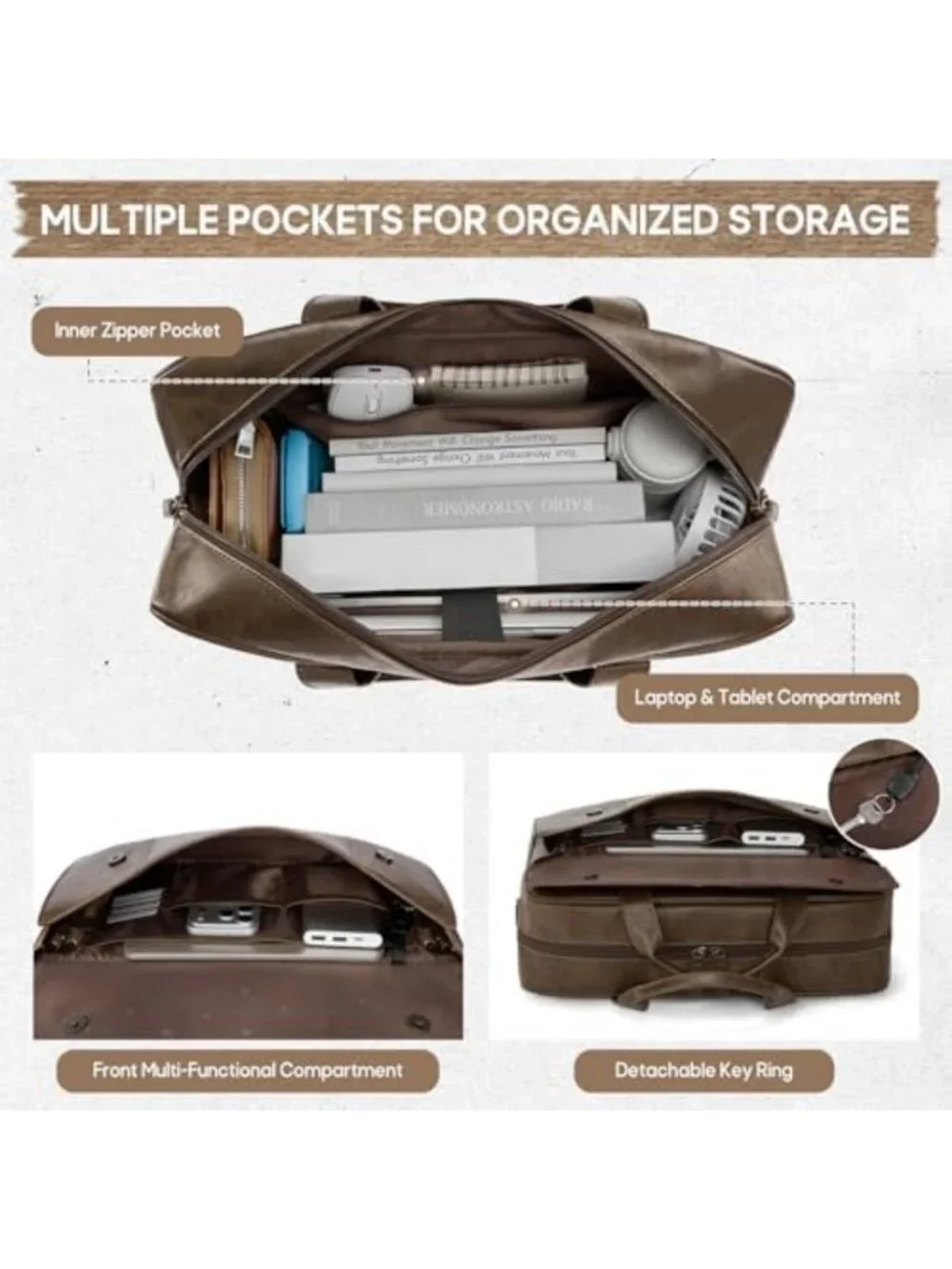 Stylish PU Leather Messenger Bag for Men - 16
